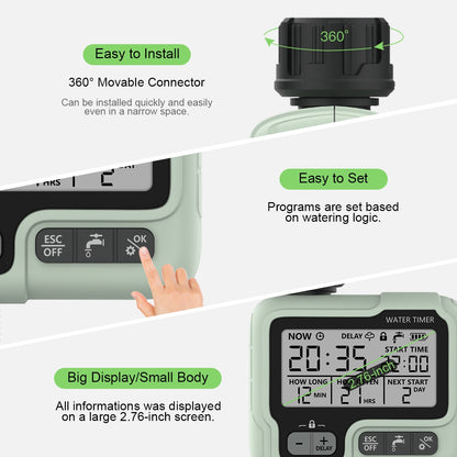 Eshico HCT-322 Automatic Water Timer Garden Digital Irrigation Machine Intelligent Sprinkler Outdoor Use to Save Water &amp;Time