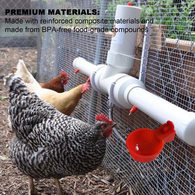 Automatic Chicken Watering Cups Plastic Poultry Waterer Cups Hanging Backyards Poultry Coop Feeder Water Drinking Cups