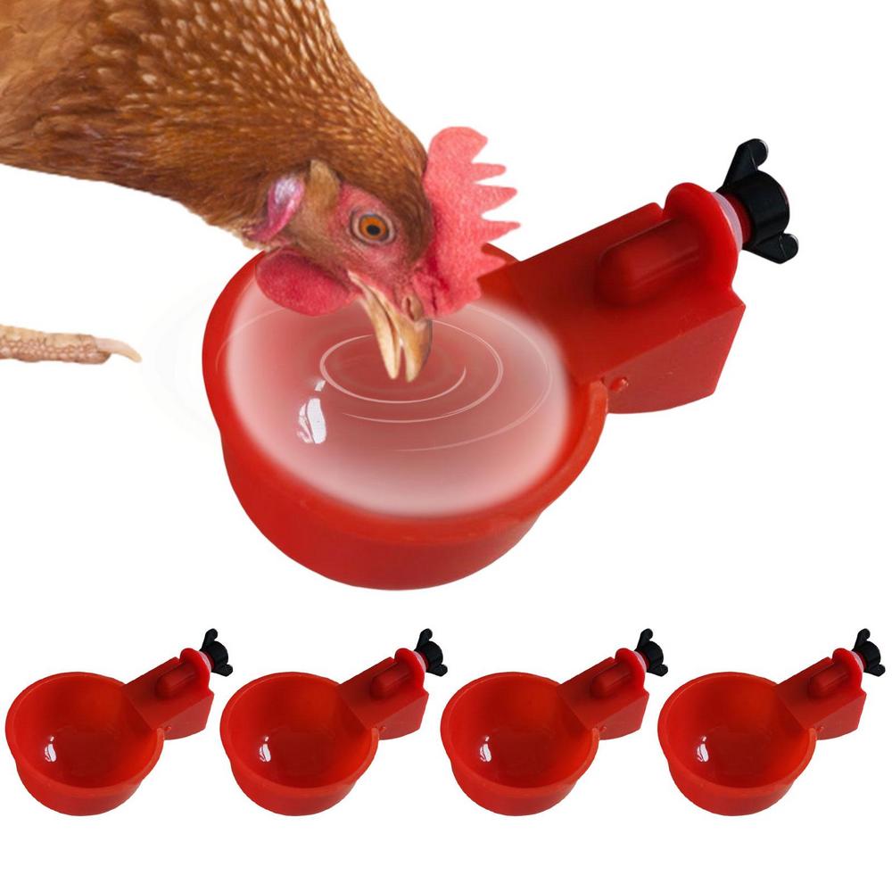 Automatic Chicken Watering Cups Plastic Poultry Waterer Cups Hanging Backyards Poultry Coop Feeder Water Drinking Cups