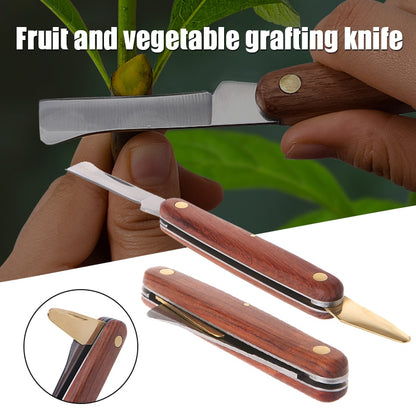 Grafting Tools Foldable Grafting Pruning Knife Professional Garden Grafting Cutter Stainless Steel Wooden Handle Grafting Knife